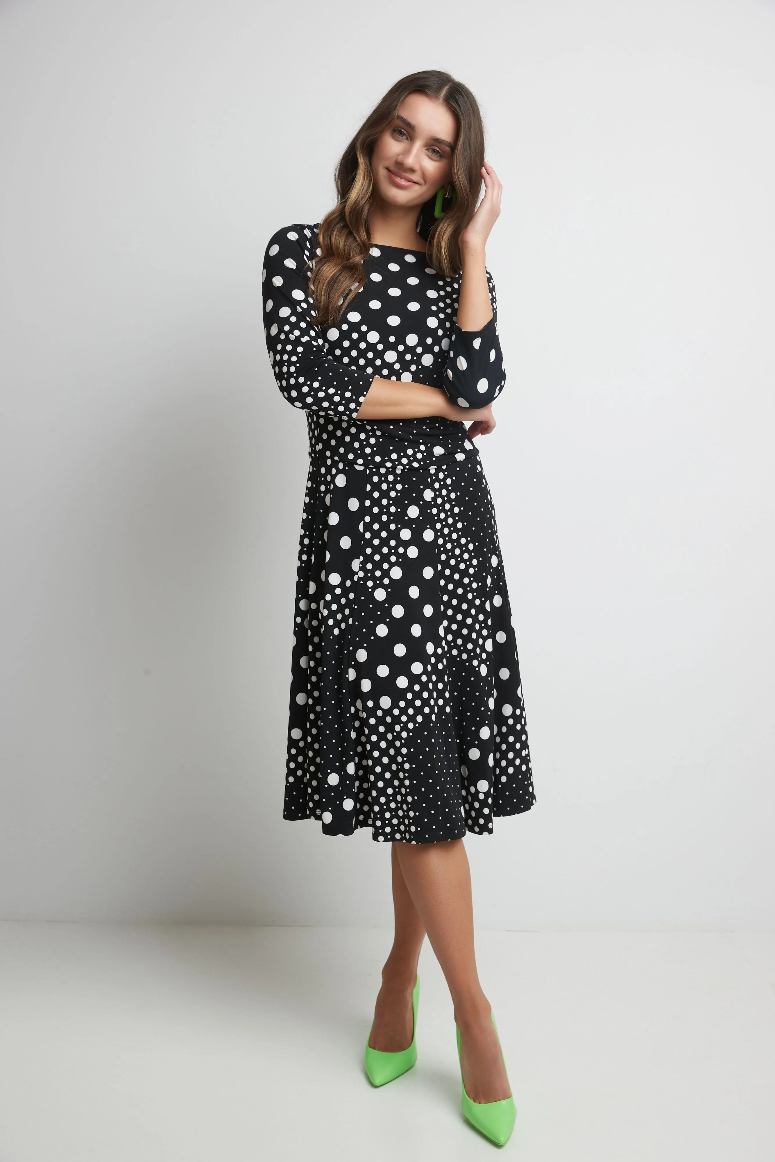 Flared Business Dress with 3/4 Sleeves