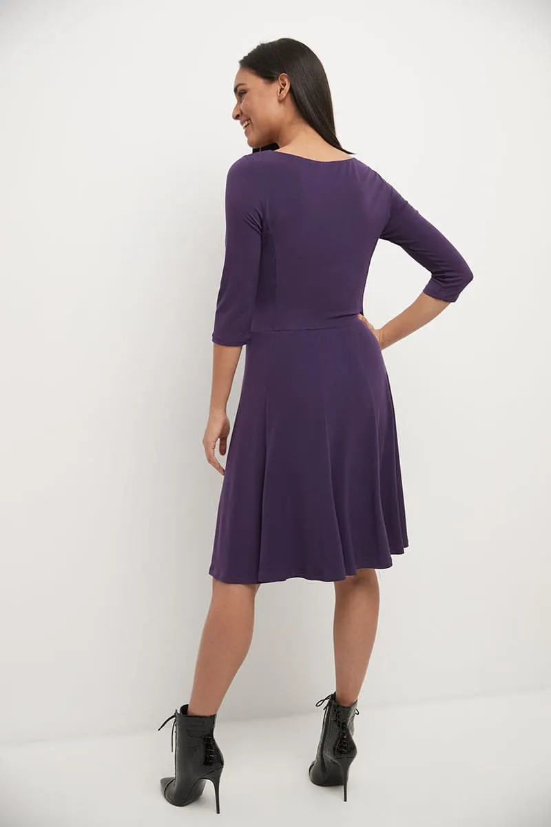 Flared Business Dress with 3/4 Sleeves