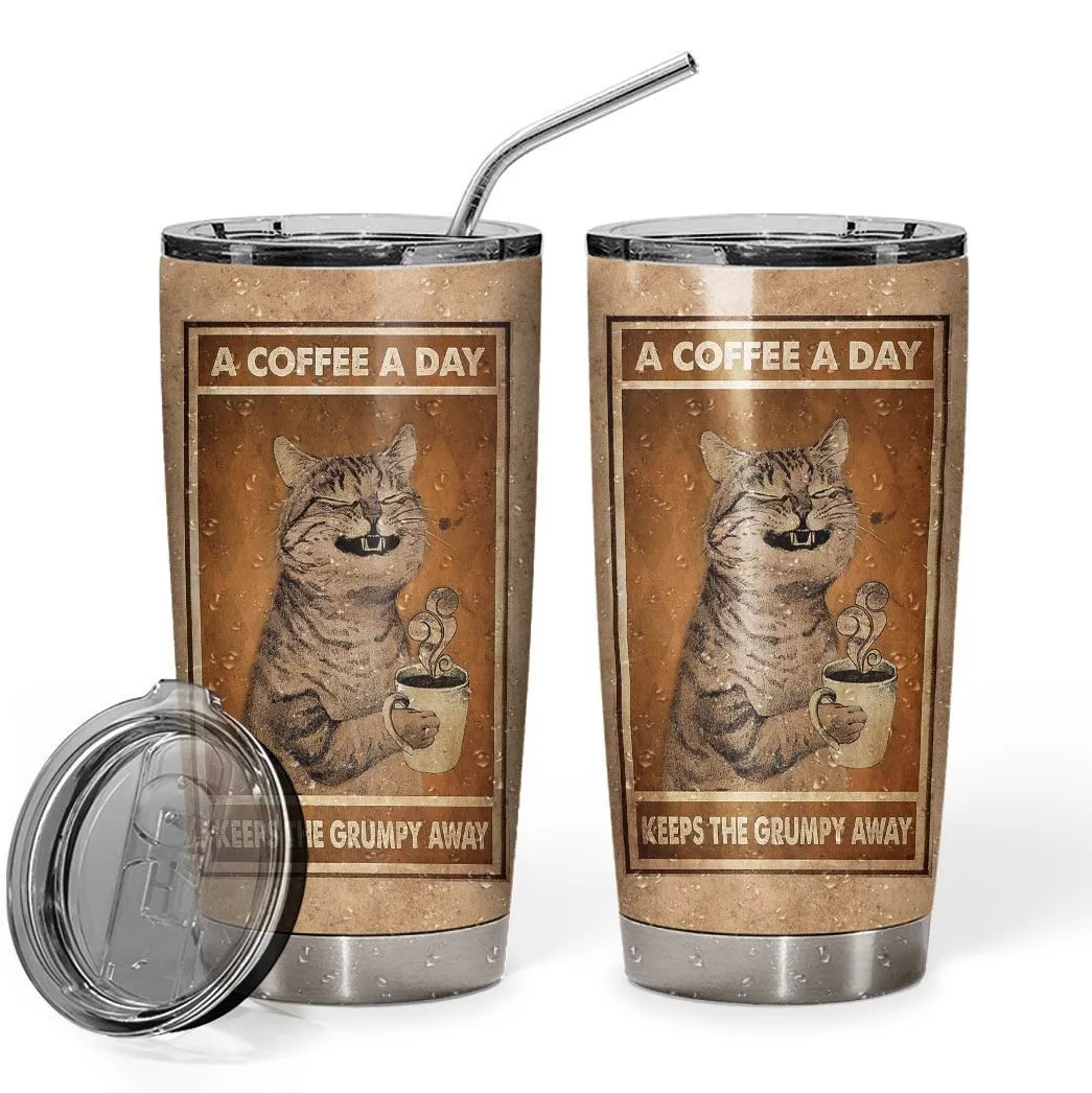 Gearhuman 3D A Coffee A Day Cat Tumbler