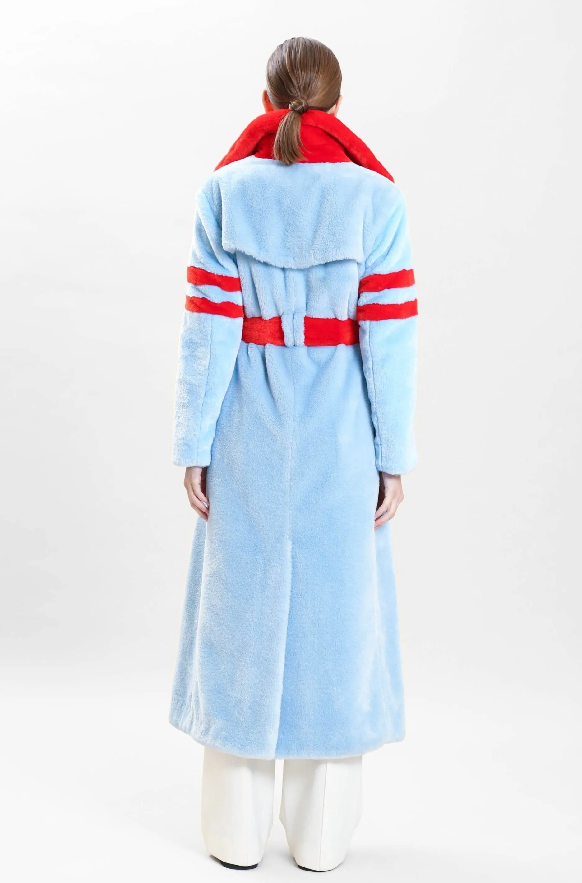 Genevieve Coat Faux Fur in Rouge/Blue