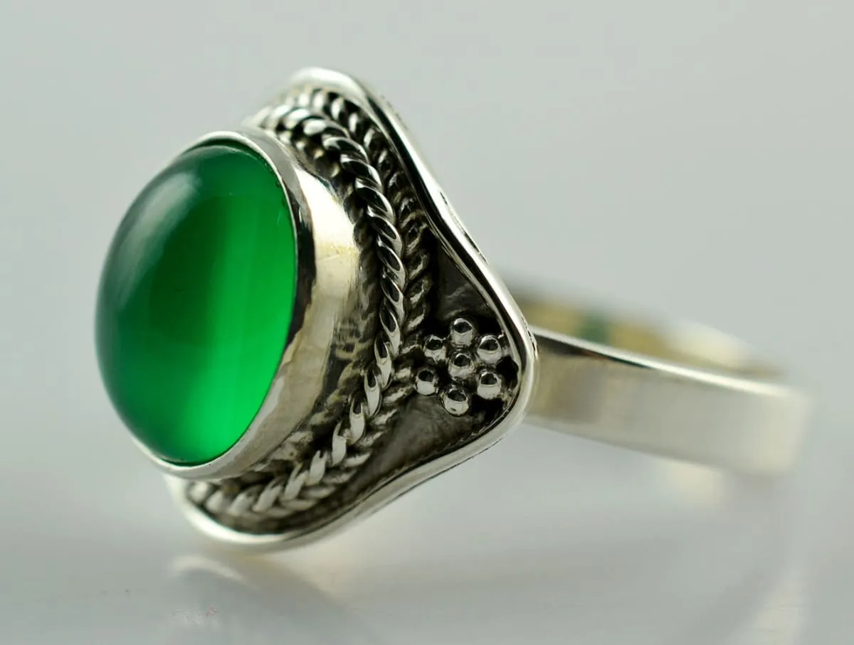 Genuine green Onyx 925 solid sterling silver hand made designer ring