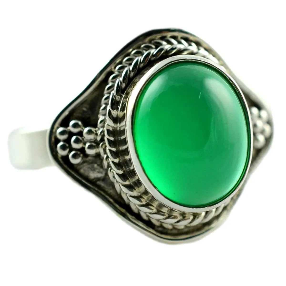 Genuine green Onyx 925 solid sterling silver hand made designer ring