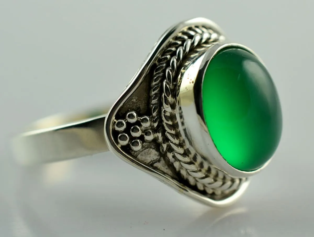 Genuine green Onyx 925 solid sterling silver hand made designer ring