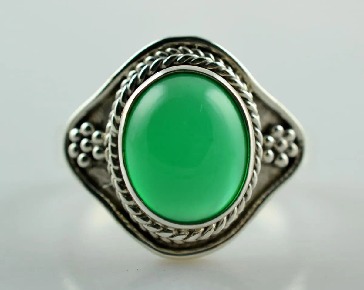 Genuine green Onyx 925 solid sterling silver hand made designer ring