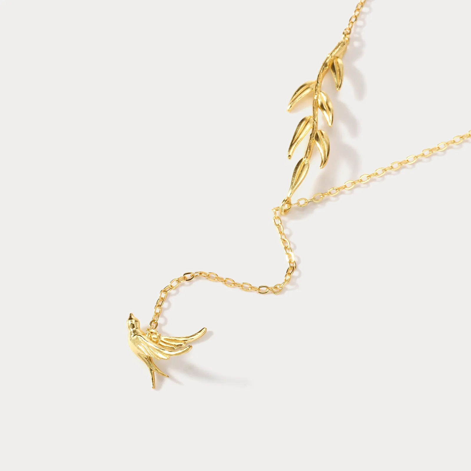 Gold Swallow & Willow Necklace