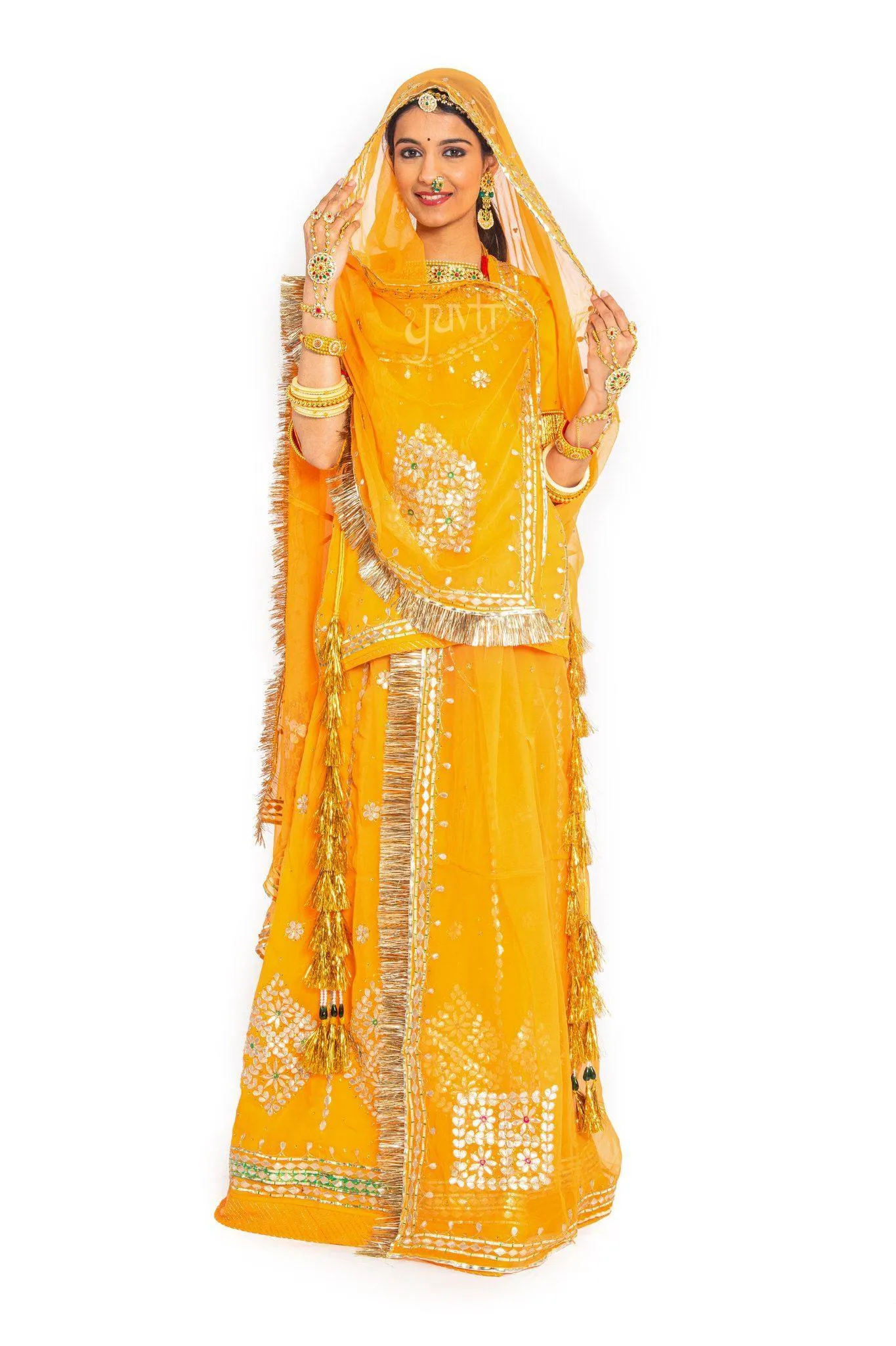 Gold Yellow Gota Patti Rajputi Poshak