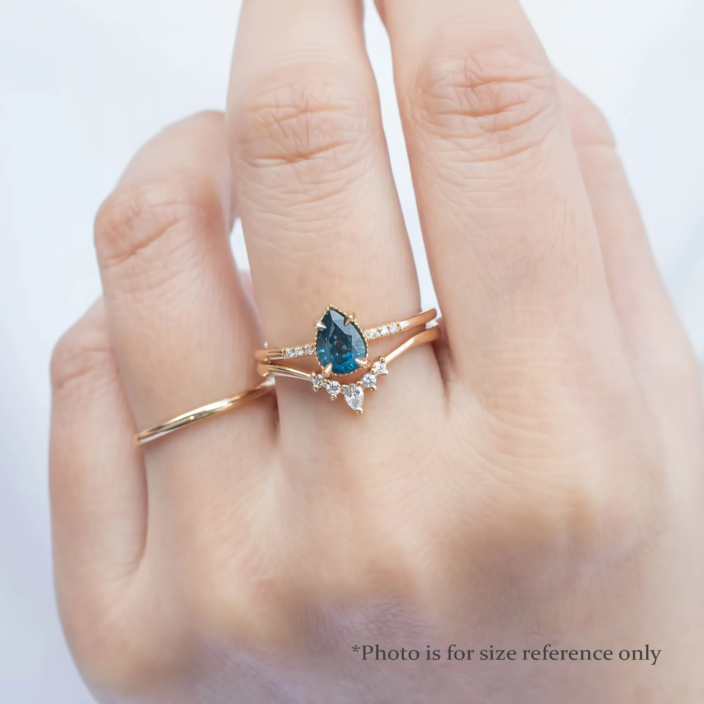 Grace Ring 0.73ct Pear Cut Teal Blue Montana Sapphire, 14k Rose Gold (One of a kind)