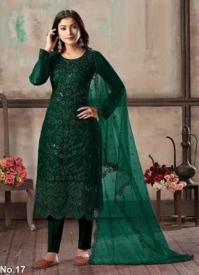 Green Color Hit Original Pakistani Style Festive Party Wear Salawar Kameez