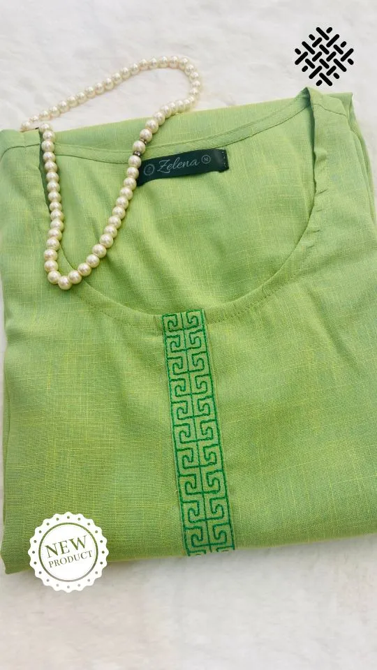 Green Two Tone Embellished Feeding Kurti