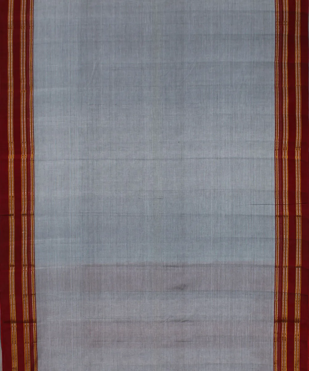 Grey maroon gayatri border handwoven ilkal cotton silk saree