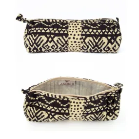 Hand Block Printed Makeup Bag - Basketweave