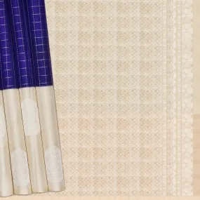 Handwoven Blue with Cream Kanjivaram Silk Saree - 2058N008318DSC