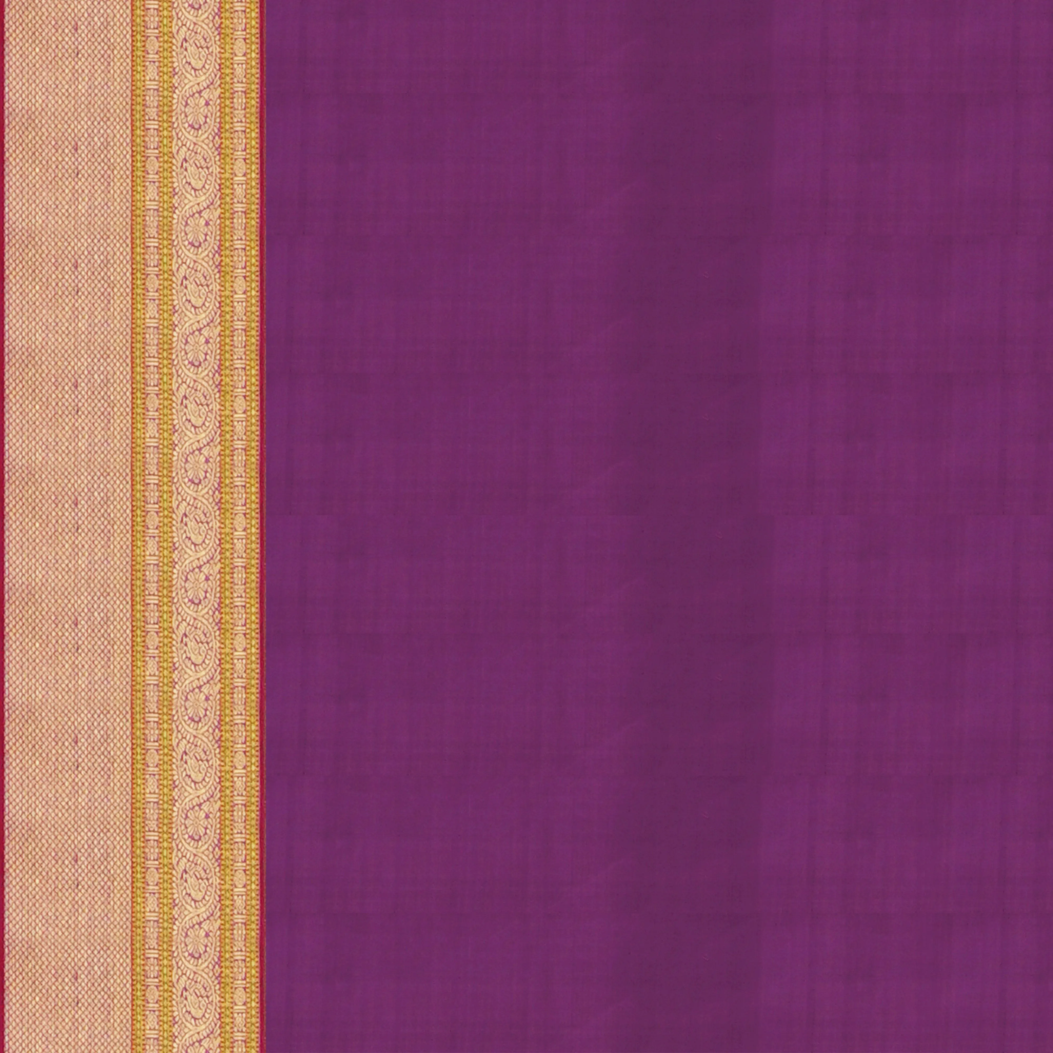 Handwoven Cream with Magenta Kanjivaram Silk Saree - 1706T007506DSC