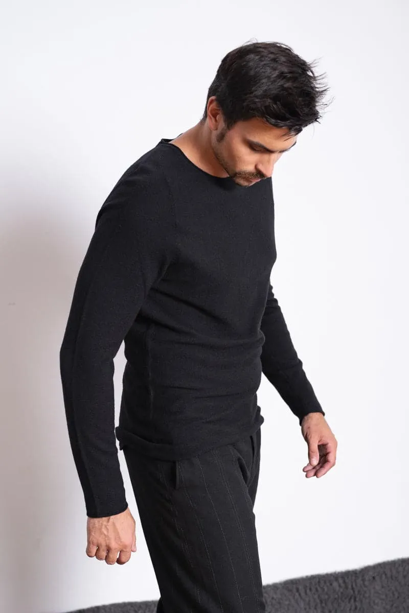 Hannibal | Nevio | Klassischer Pullover aus feiner Wolle in schwarz