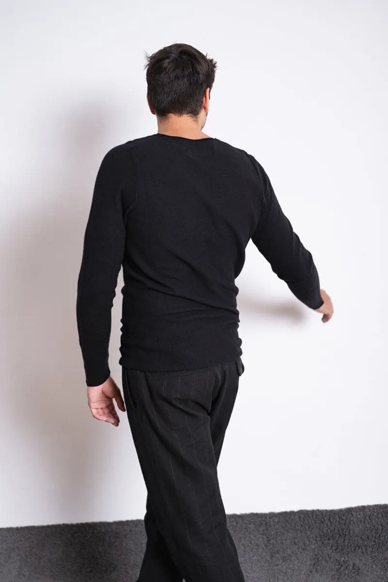 Hannibal | Nevio | Klassischer Pullover aus feiner Wolle in schwarz