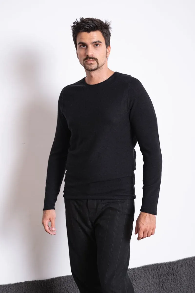 Hannibal | Nevio | Klassischer Pullover aus feiner Wolle in schwarz