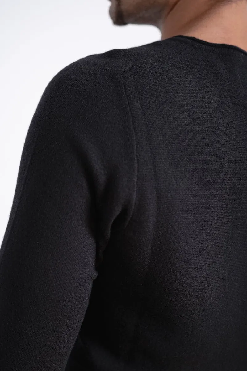 Hannibal | Nevio | Klassischer Pullover aus feiner Wolle in schwarz