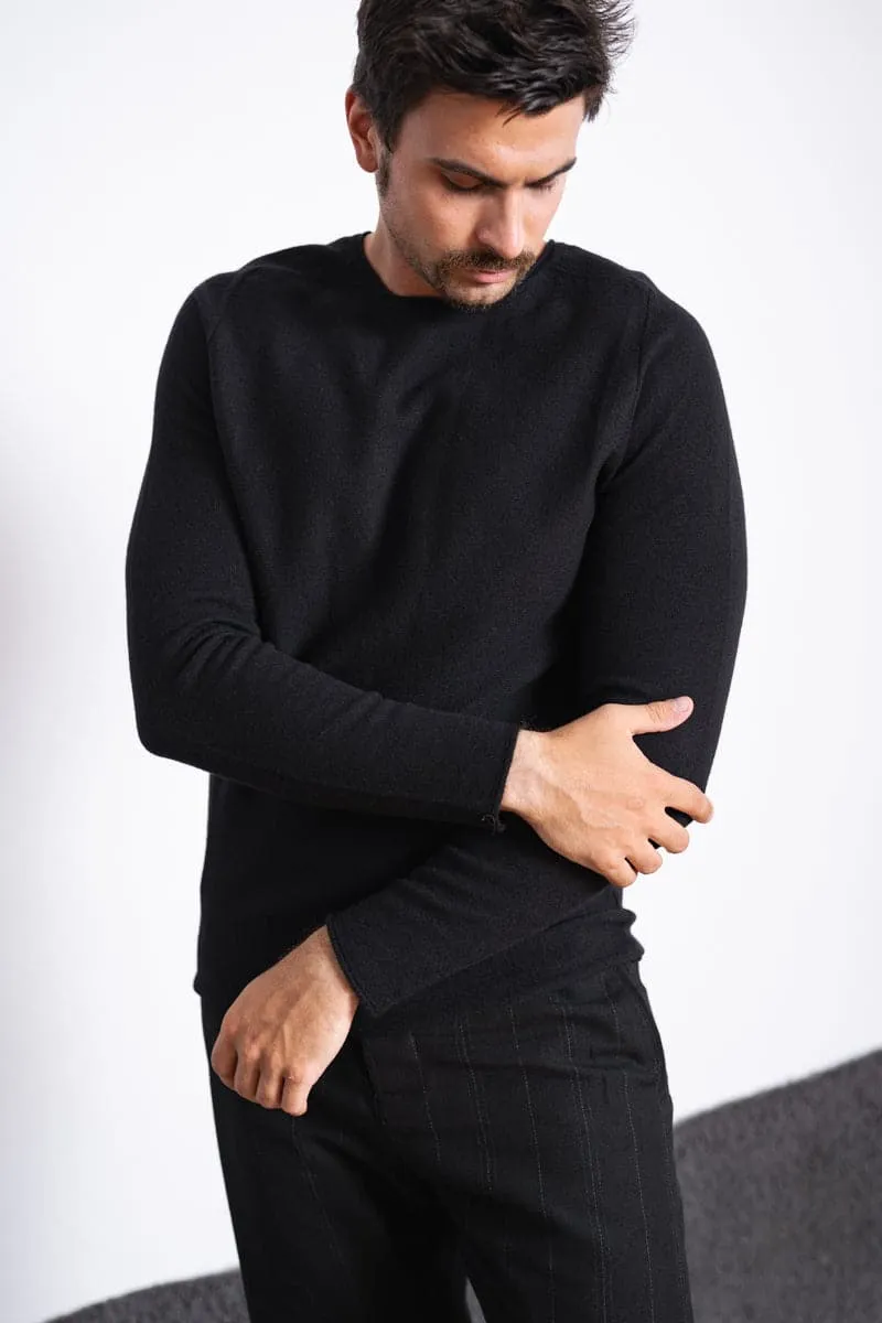 Hannibal | Nevio | Klassischer Pullover aus feiner Wolle in schwarz