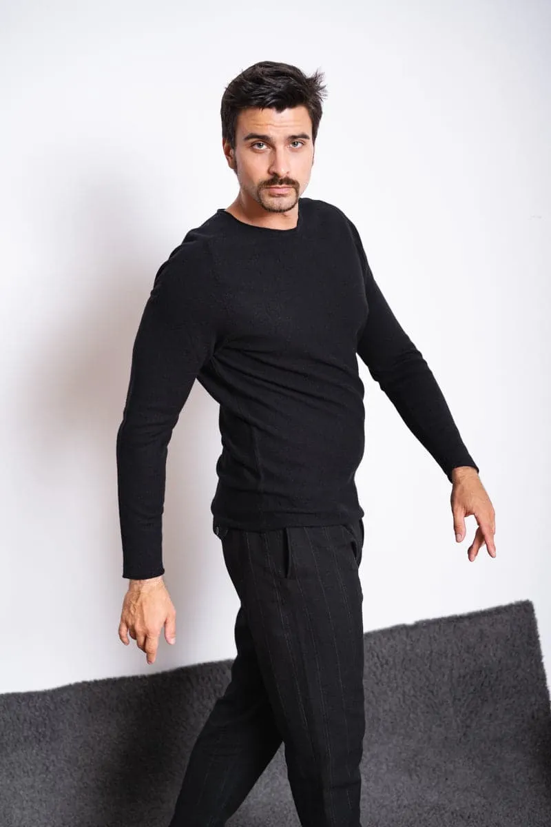 Hannibal | Nevio | Klassischer Pullover aus feiner Wolle in schwarz