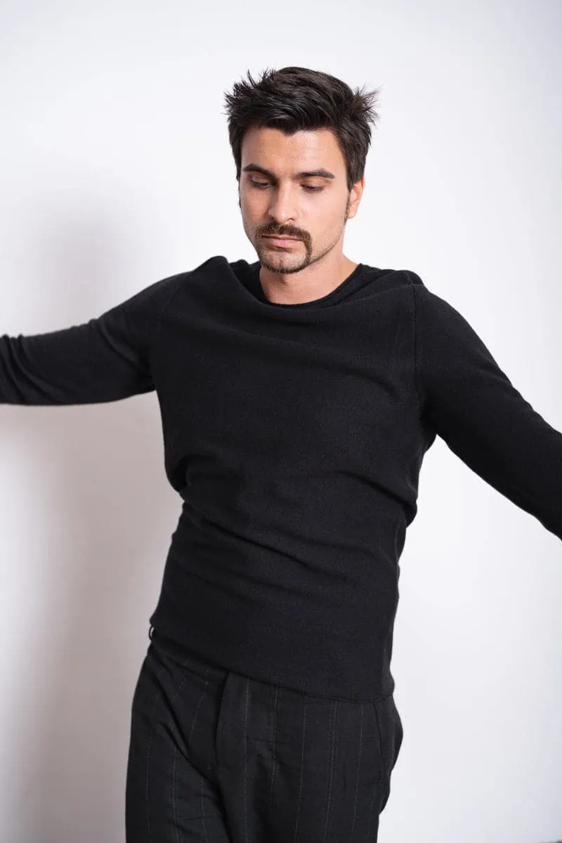 Hannibal | Nevio | Klassischer Pullover aus feiner Wolle in schwarz