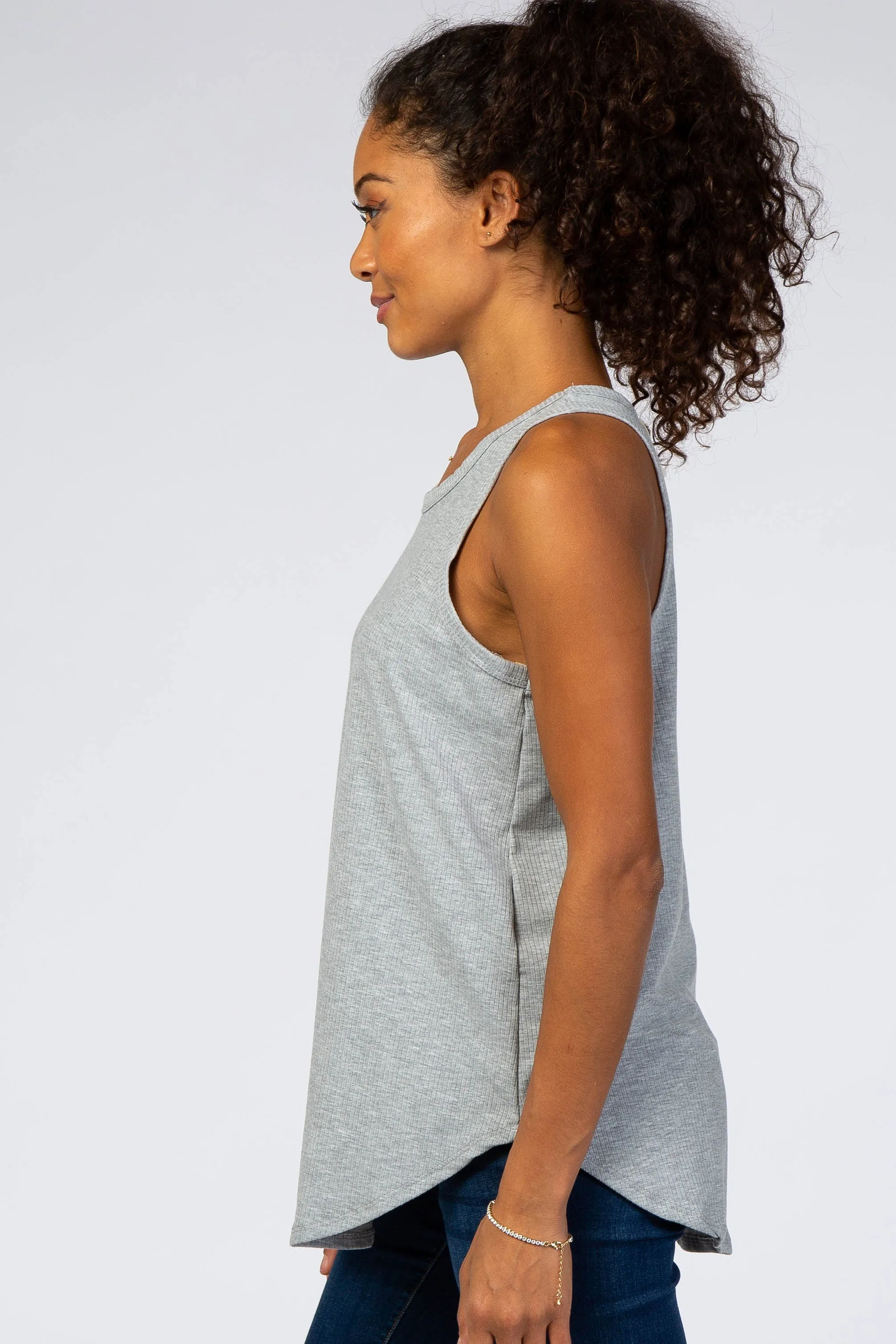 Heather Grey Ribbed Sleeveless Top