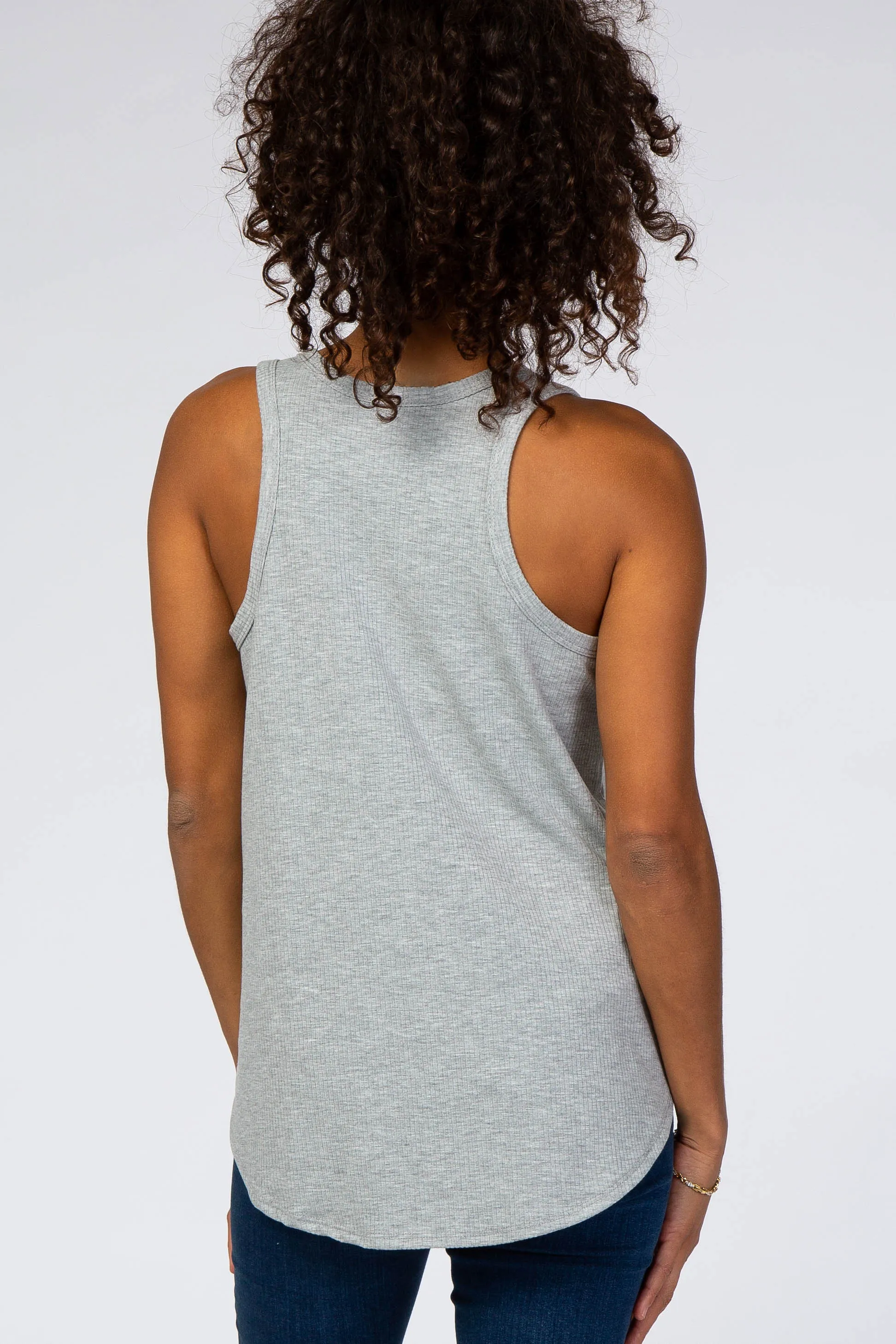 Heather Grey Ribbed Sleeveless Top