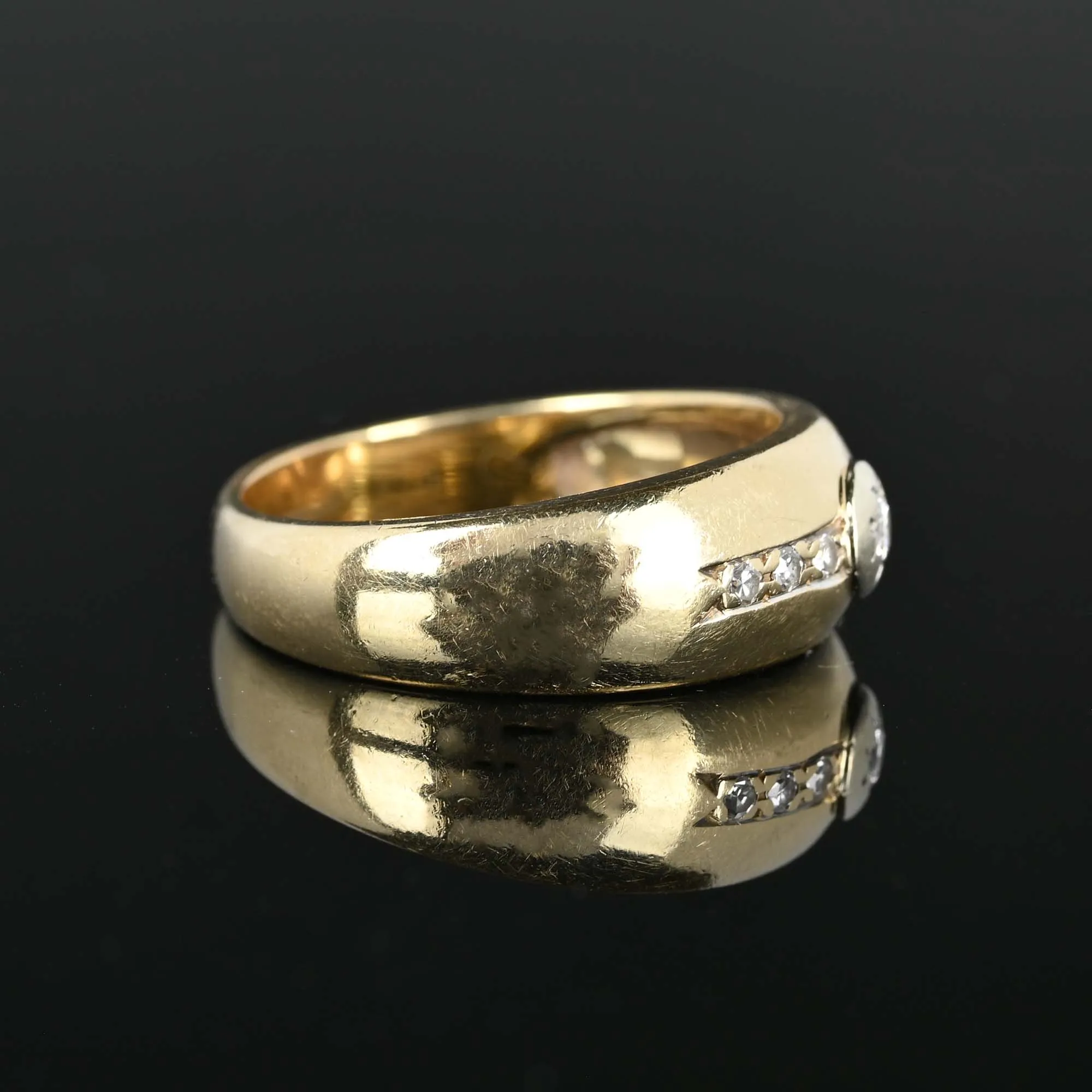 Heavy 14K Gold Wide Diamond Band Ring