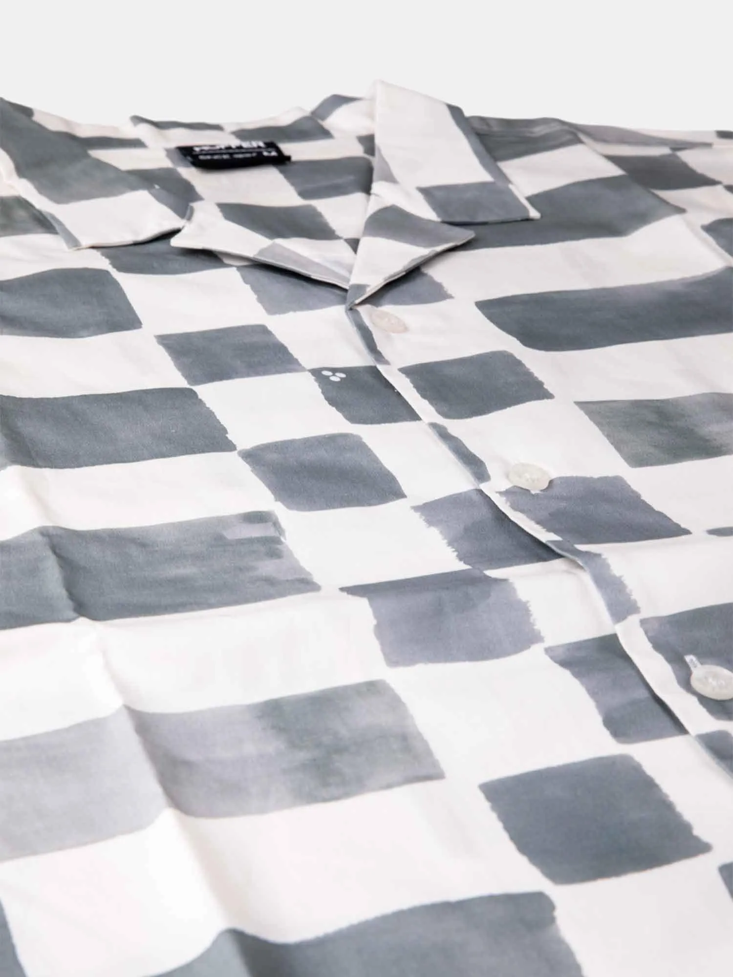 Huffer Checkers Party Shirt - Smoke / White