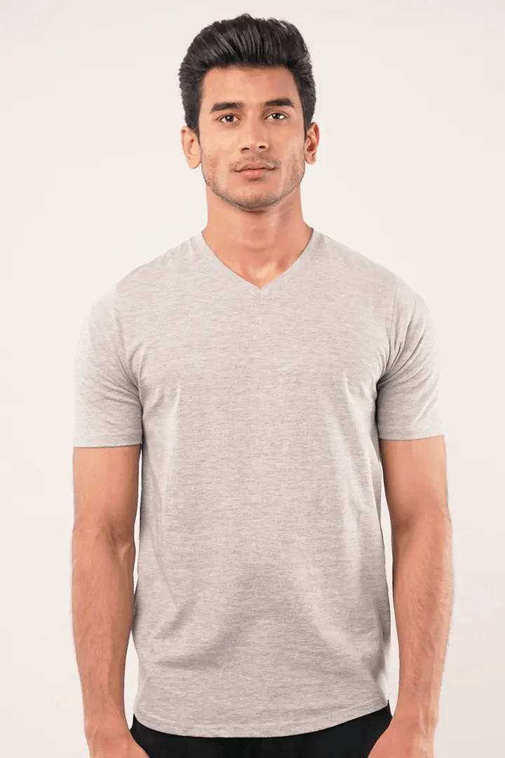 Insipid V-Neck T-Shirt - Heather Grey