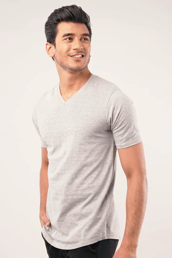 Insipid V-Neck T-Shirt - Heather Grey