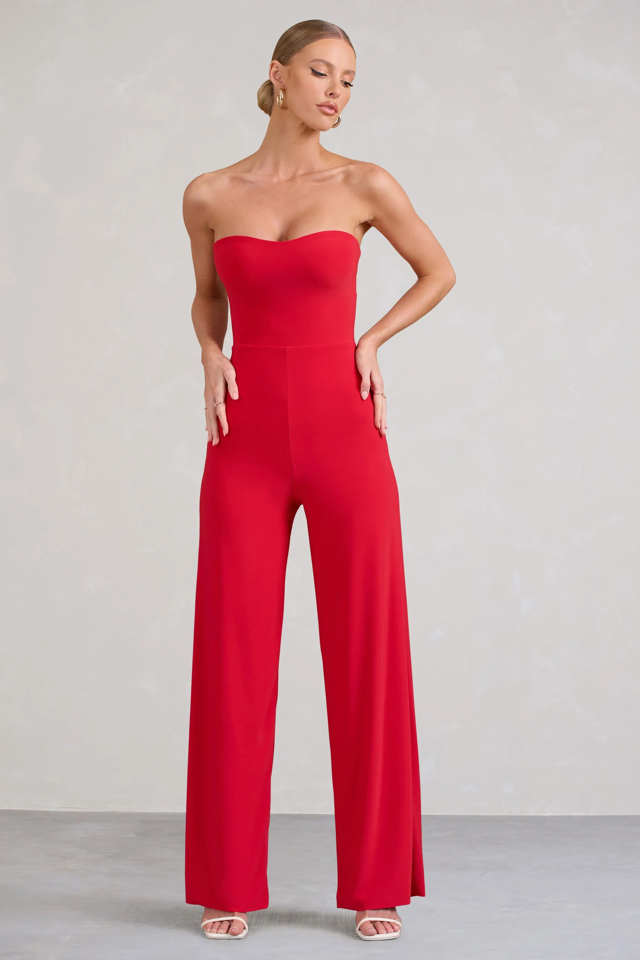 Janon | Red Sweetheart Bandeau Jumpsuit