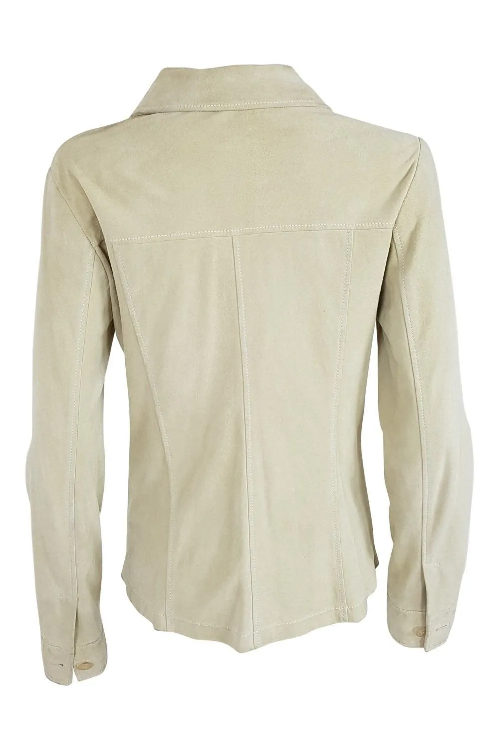 JIL SANDER Cream Suede Jean Style Jacket (38)