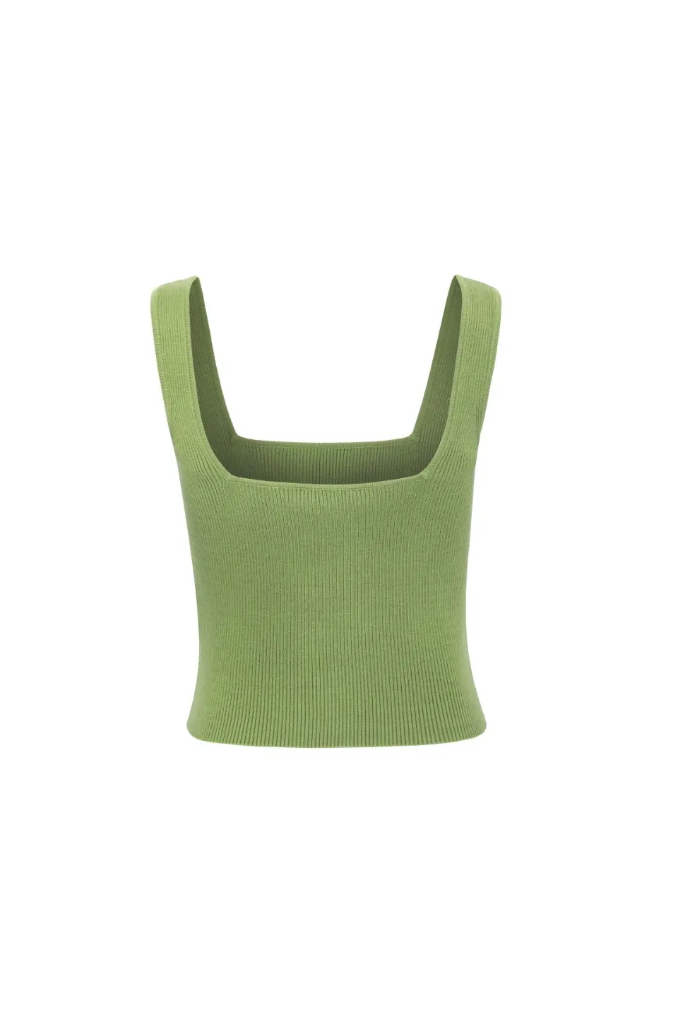 Juno Green Rib Knit Square Neck Tank