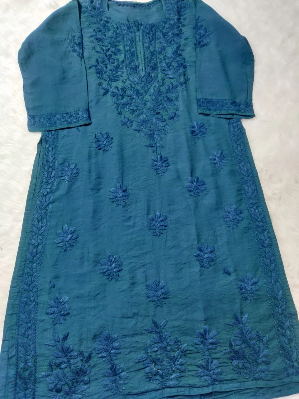 Kyra Chanderi Cotton Chikankari Kurti