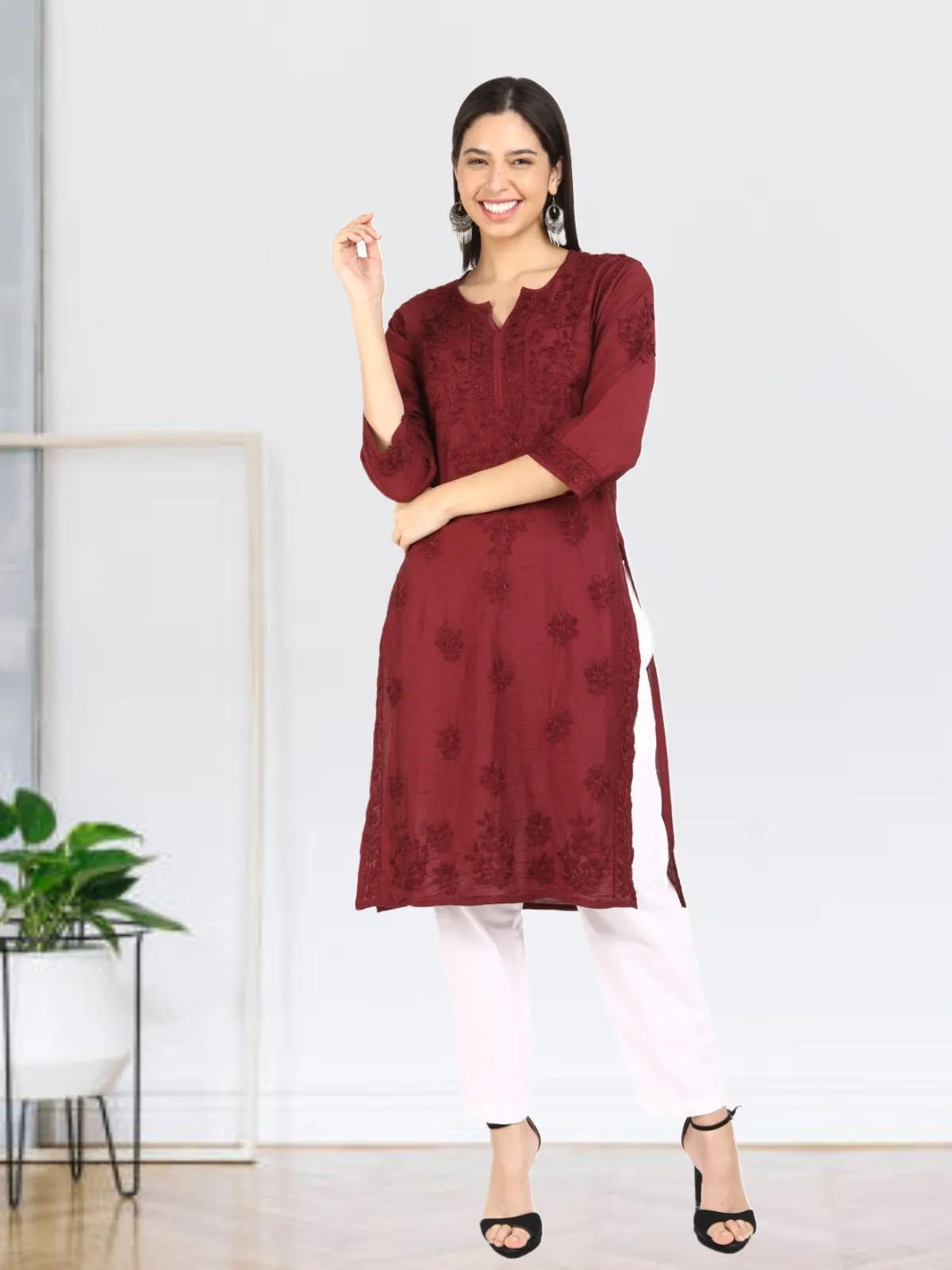 Kyra Chanderi Cotton Chikankari Kurti