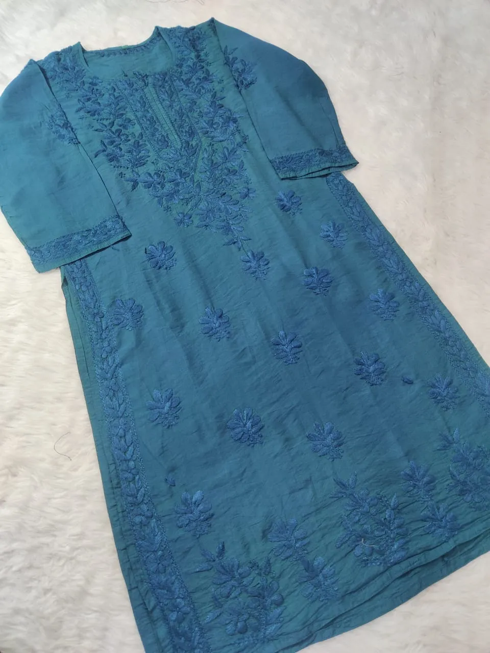 Kyra Chanderi Cotton Chikankari Kurti