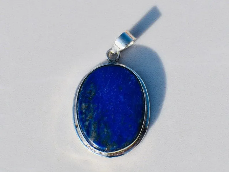 Lapis Lazuli Pendant, Sterling Silver Pendant, Gemstone Pendant, Blue Pendant, Handmade Pendant, Blue Lapis Pendant, Unique Pendant