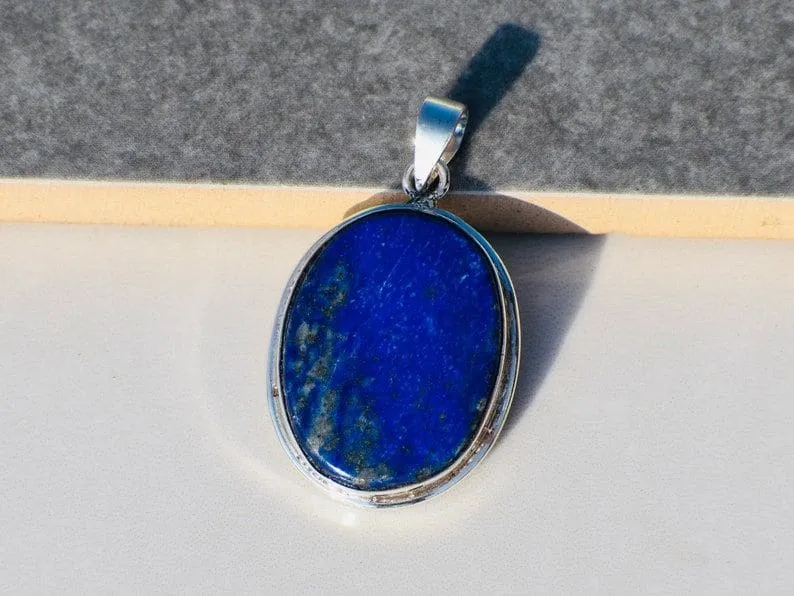 Lapis Lazuli Pendant, Sterling Silver Pendant, Gemstone Pendant, Blue Pendant, Handmade Pendant, Blue Lapis Pendant, Unique Pendant