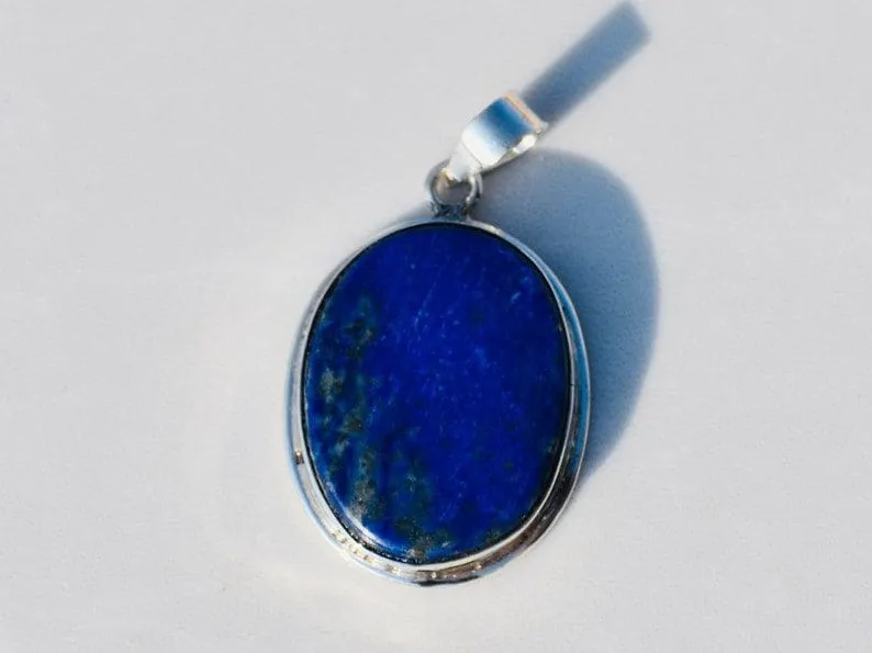 Lapis Lazuli Pendant, Sterling Silver Pendant, Gemstone Pendant, Blue Pendant, Handmade Pendant, Blue Lapis Pendant, Unique Pendant