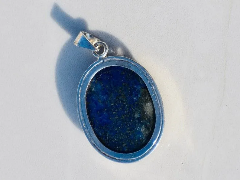 Lapis Lazuli Pendant, Sterling Silver Pendant, Gemstone Pendant, Blue Pendant, Handmade Pendant, Blue Lapis Pendant, Unique Pendant