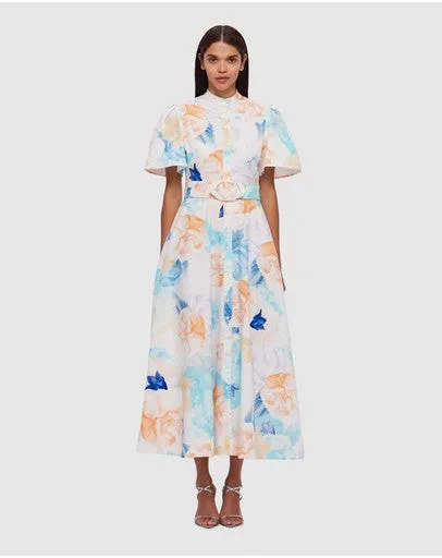 Leo Lin Bianca Short Sleeve Midi Dress - Rosebud Cream Print