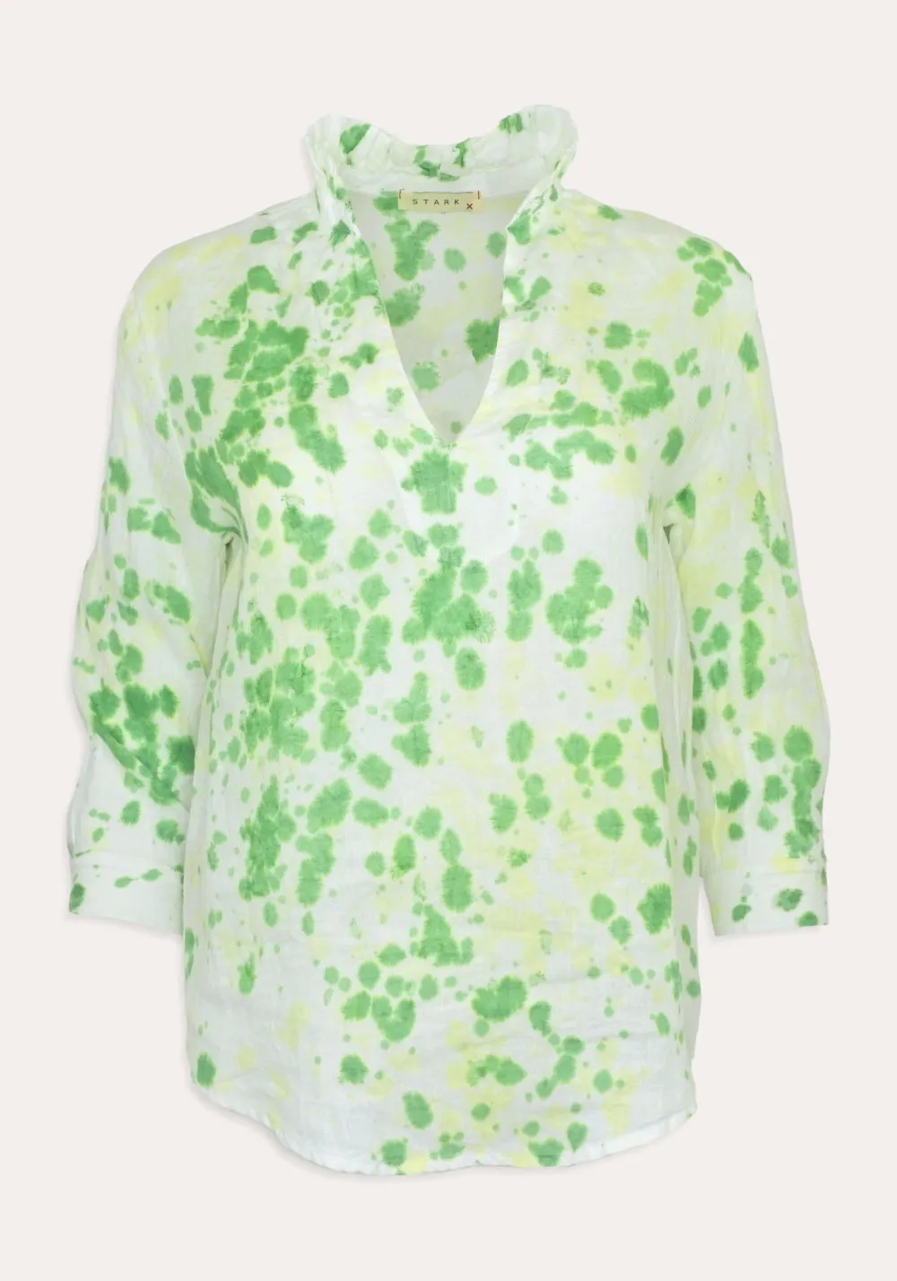 LINEN TIE DYE ANNETTE TOP (GREEN DOTS) - STARK X