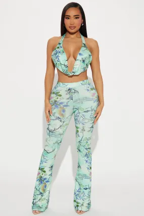 Living For The Summer Pant Set - Green