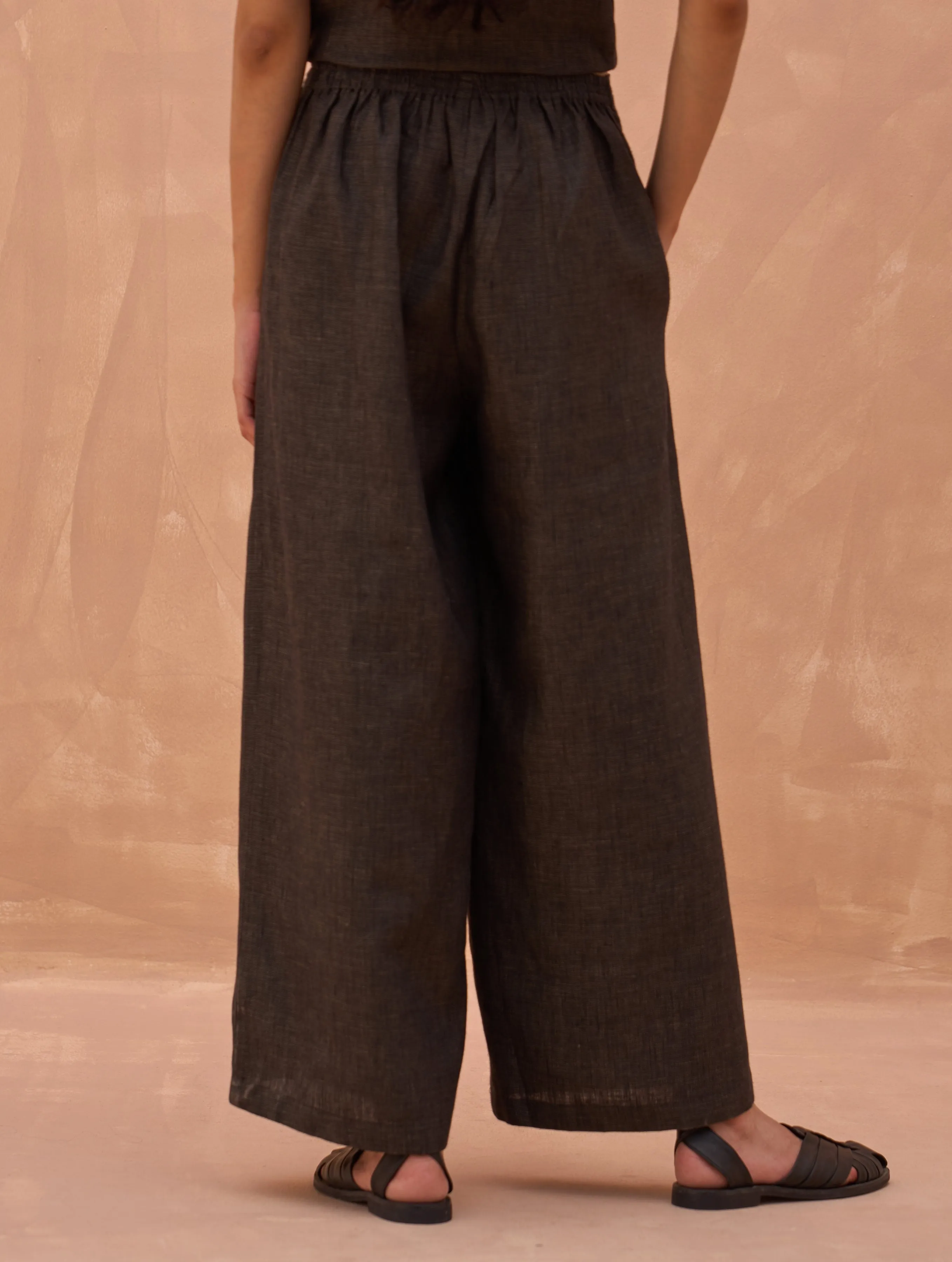 Liz Linen Pant - Charcoal