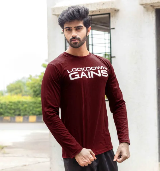 Lockdown Gains Maroon Full Sleeve Tee - Sale