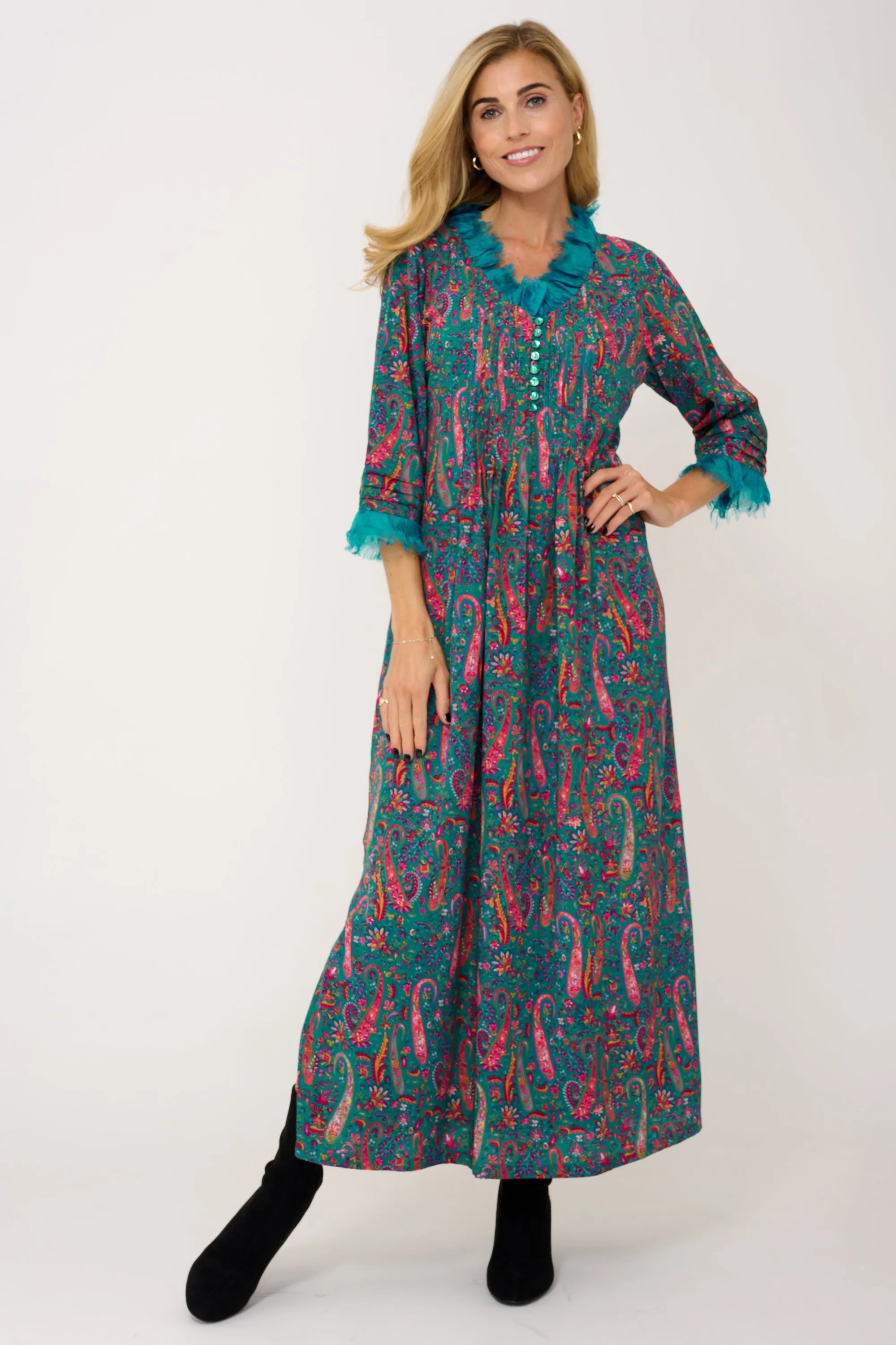 Lola Dress In Peacock Paisley