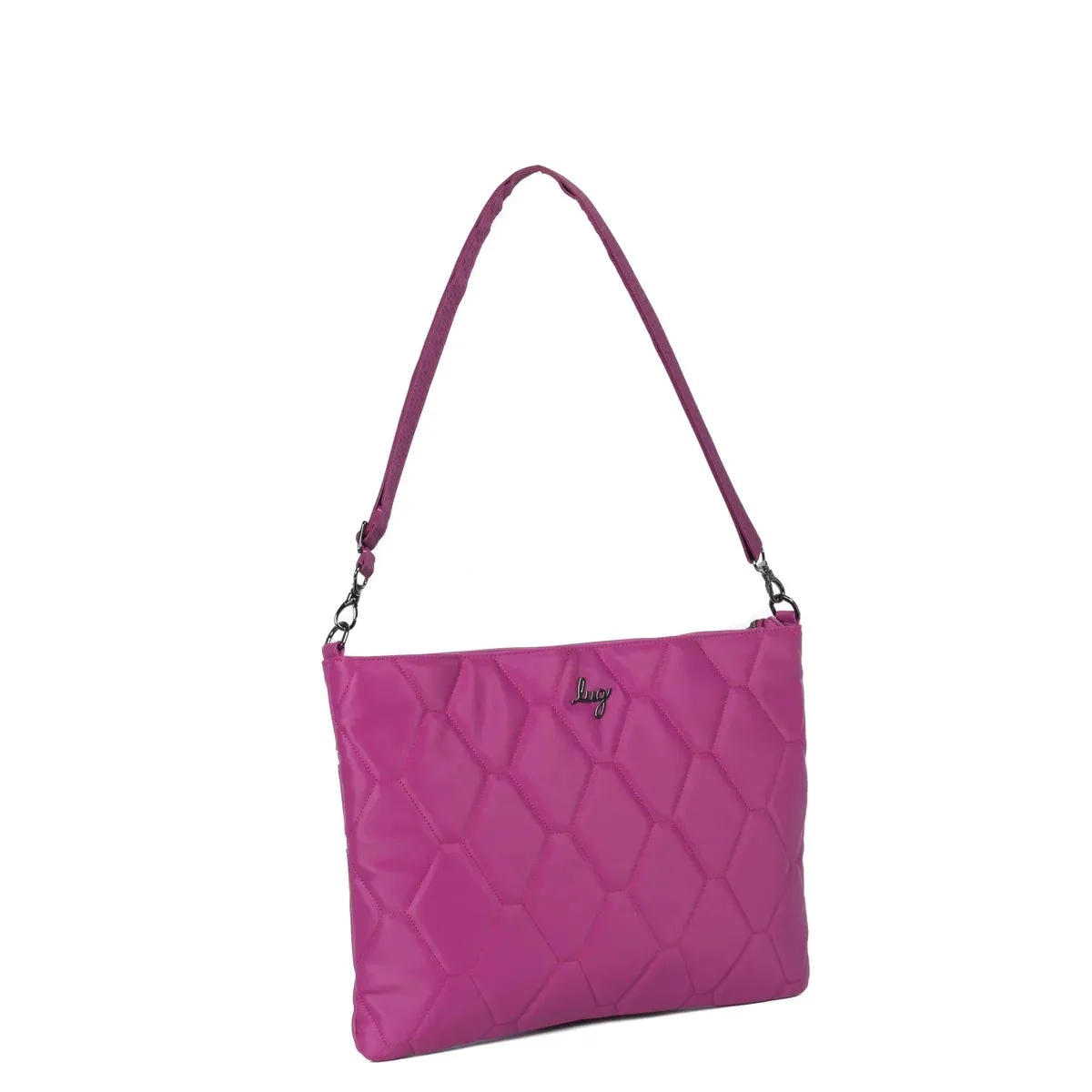 LUG Galley Satin Luxe VL Portfolio Crossbody Bag in Orchid Satin