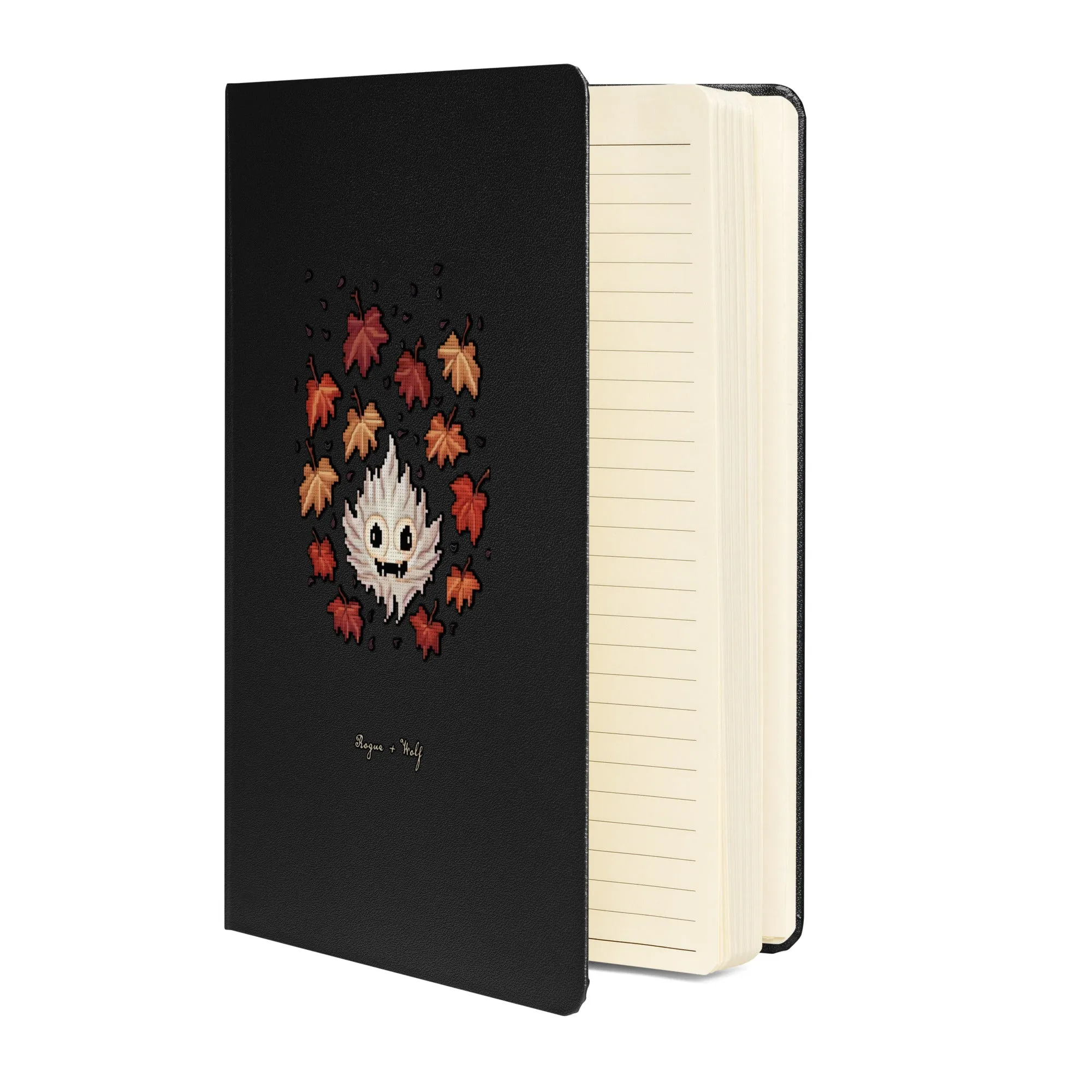 Maple Ghosty Hardcover Notebook - with Elastic Closure & Ribbon Marker - Gothic Stationery with Cute Ghost - Witchy Journal for School Office College & Uni