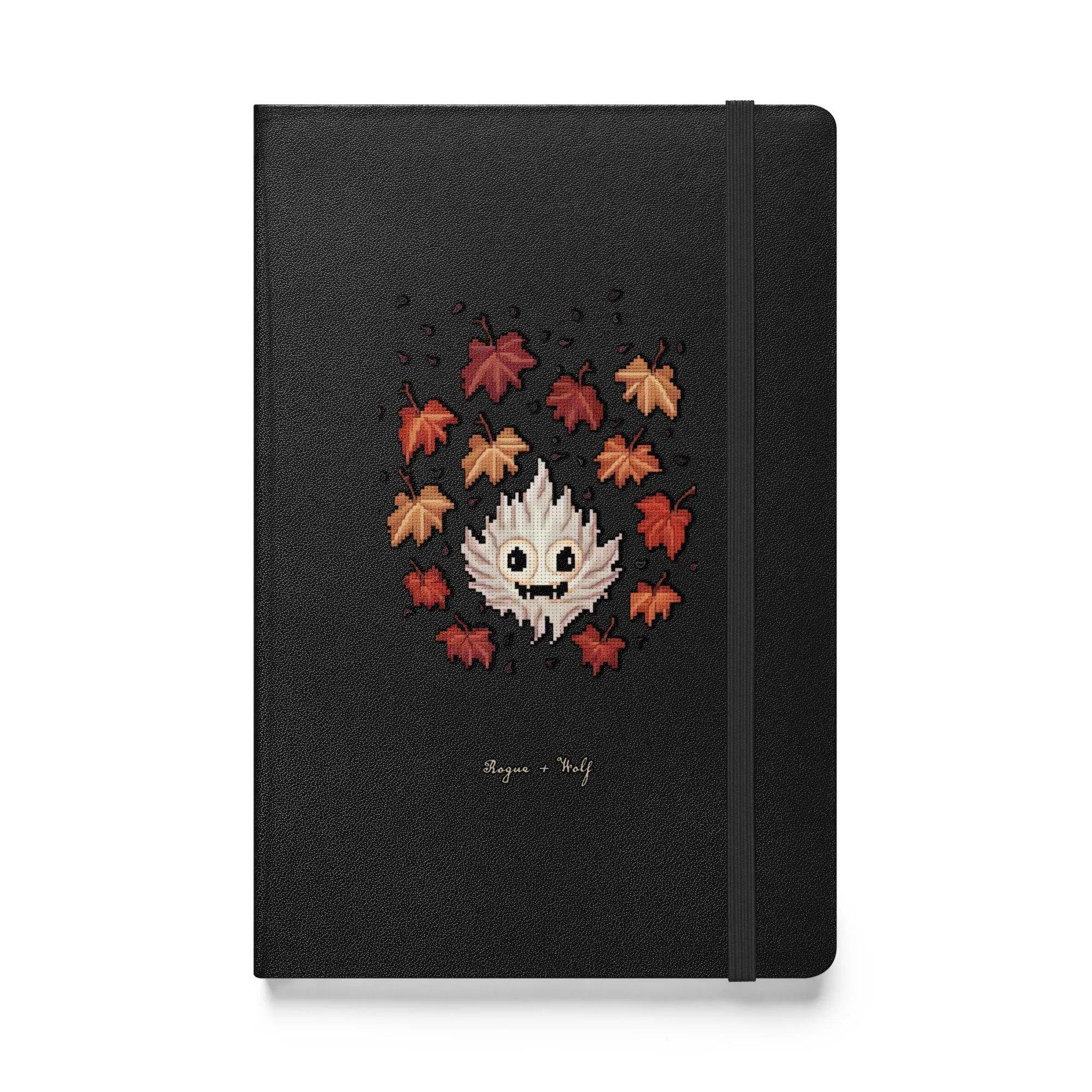 Maple Ghosty Hardcover Notebook - with Elastic Closure & Ribbon Marker - Gothic Stationery with Cute Ghost - Witchy Journal for School Office College & Uni