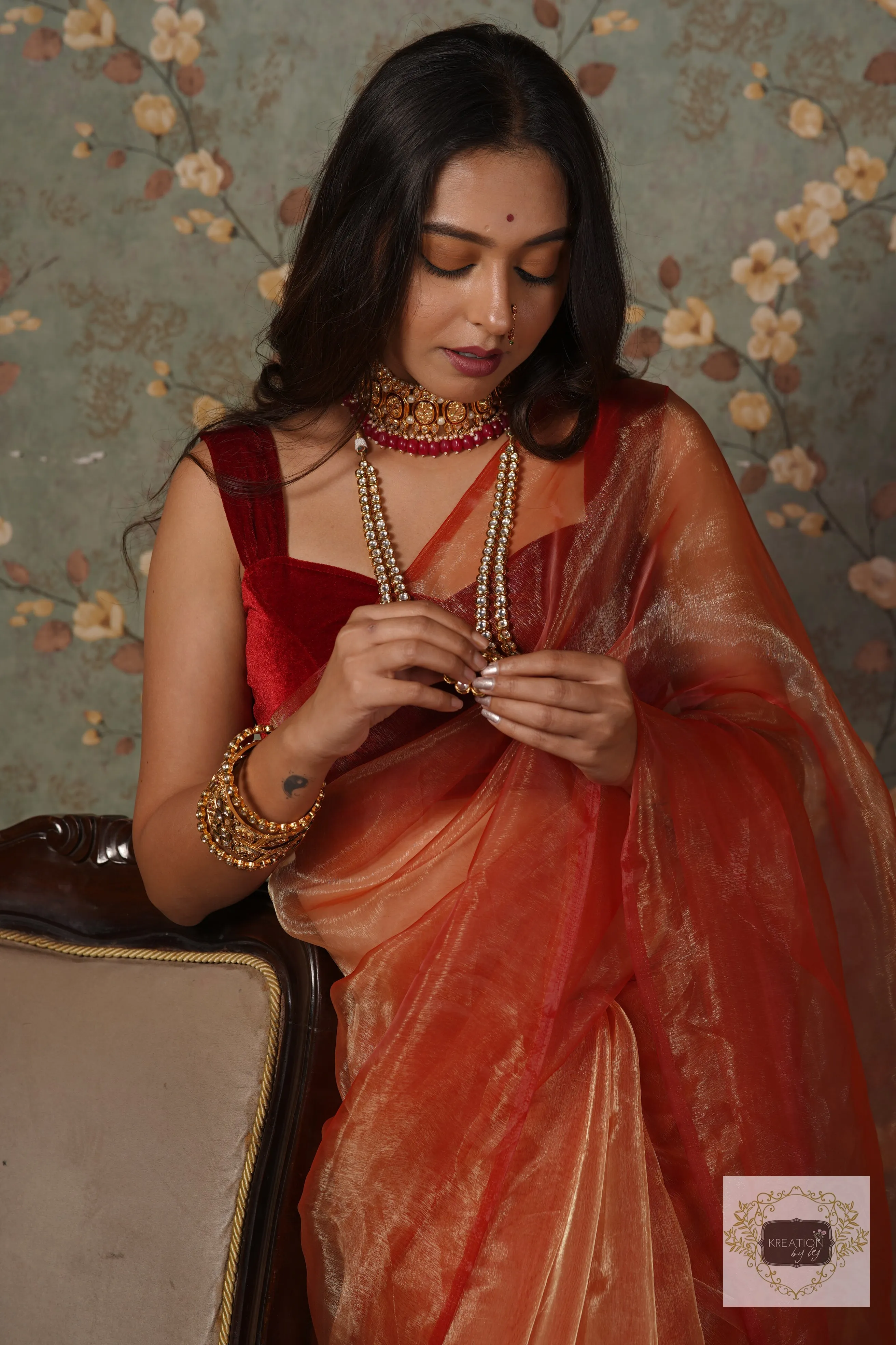 Marigold Glass Tissue Saree